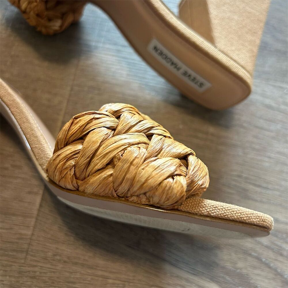 Steve Madden Women's Mylee Beige Block Heel Sandals Size 8 - Picture 5 of 10